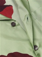 Valentino Garavani - Camp-Collar Floral-Print Silk-Twill Shirt - Green