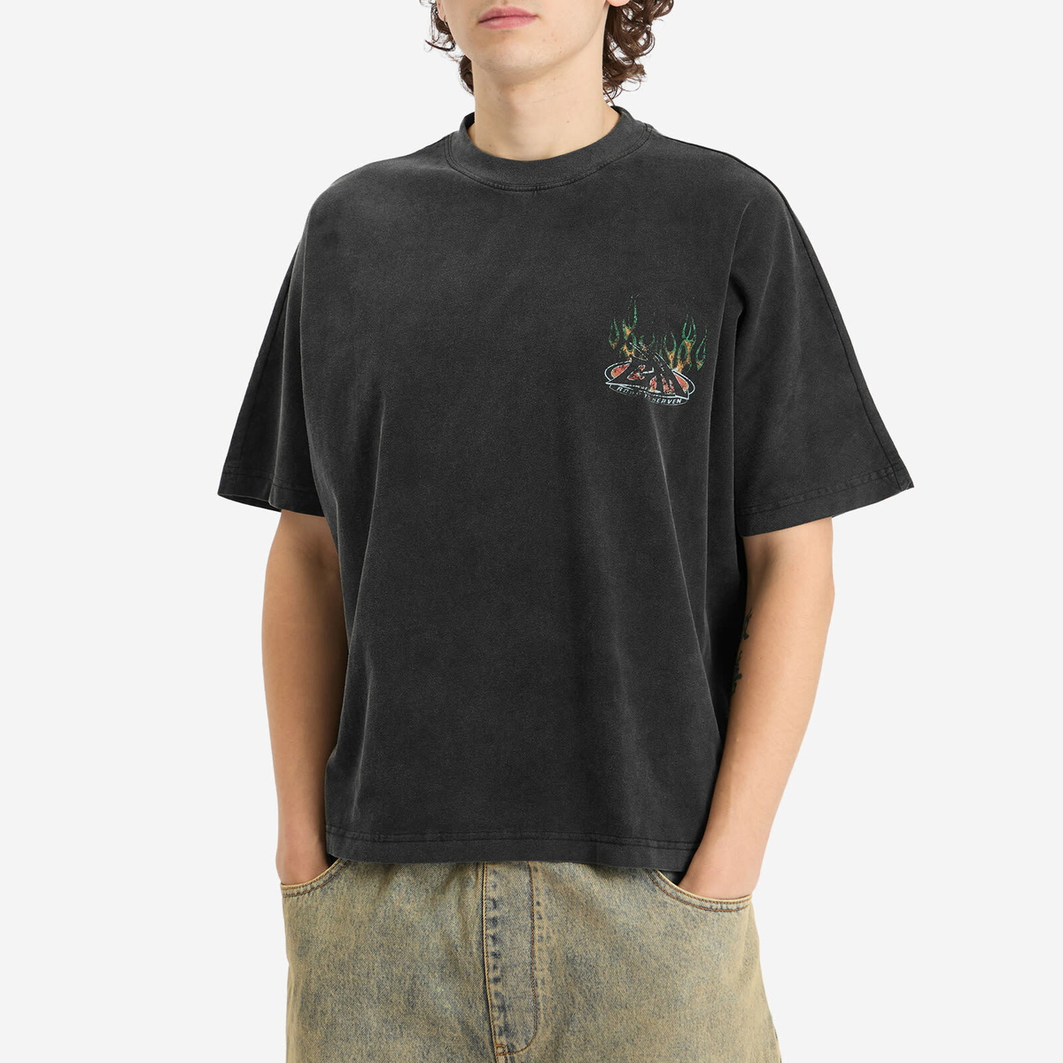 God Made Men's Path To Heaven T-Shirt in Washed Black