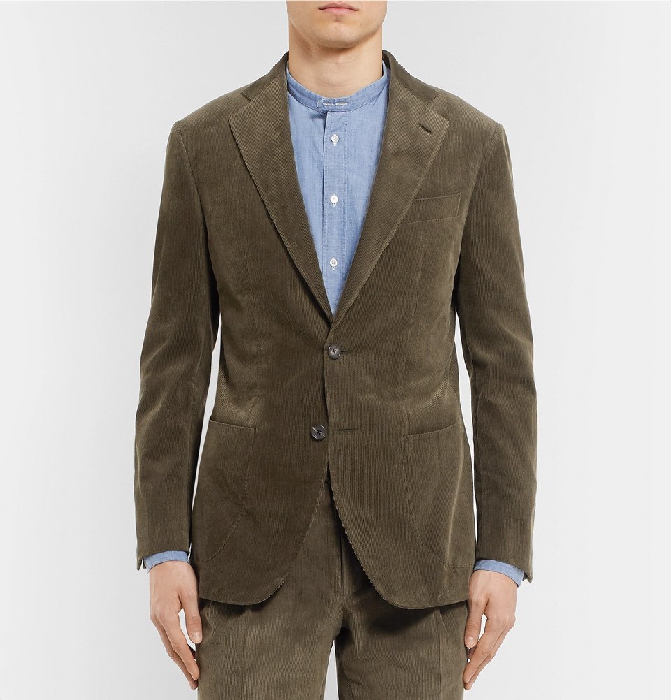 Thom Sweeney - Army-Green Slim-Fit Cotton-Corduroy Suit Jacket - Men ...