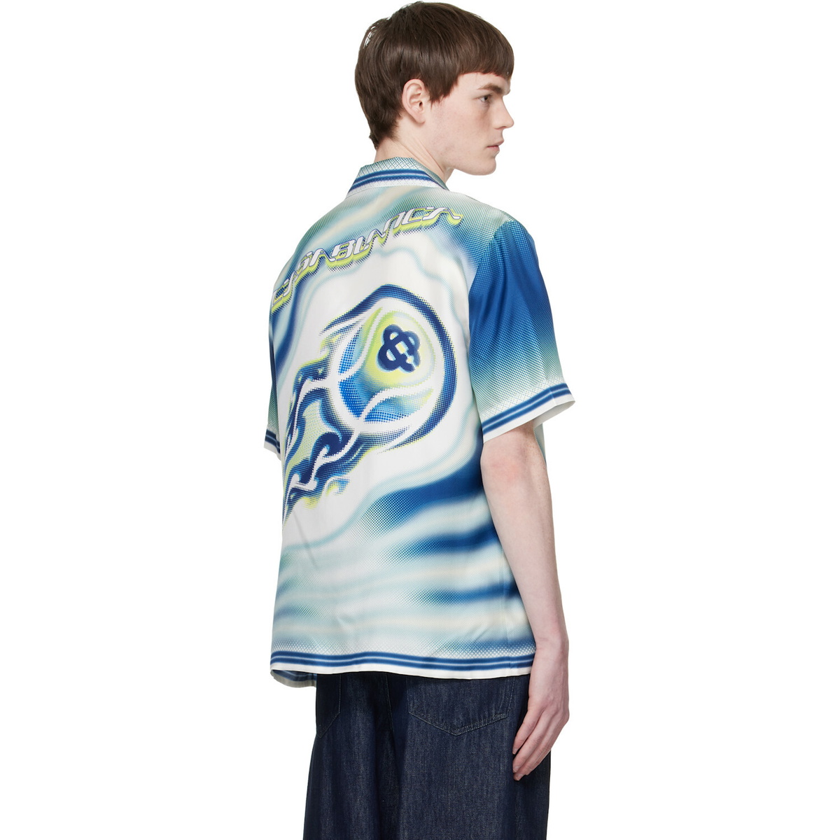 Casablanca Multicolor 'The Art Of The Serve' Short Sleeve Silk Shirt