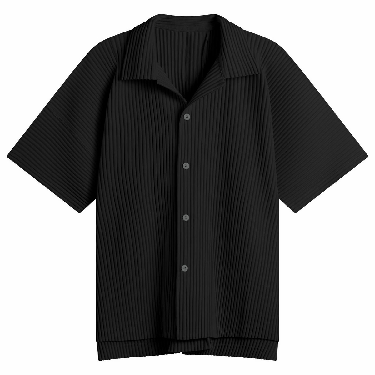 Homme Plissé Issey Miyake Men's Pleat Short Sleeve Shirt in Black