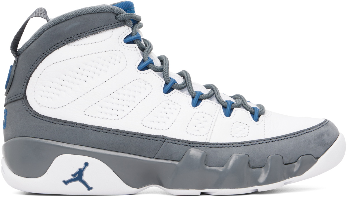 Nike Jordan Gray & White Air Jordan 9 Retro Sneakers