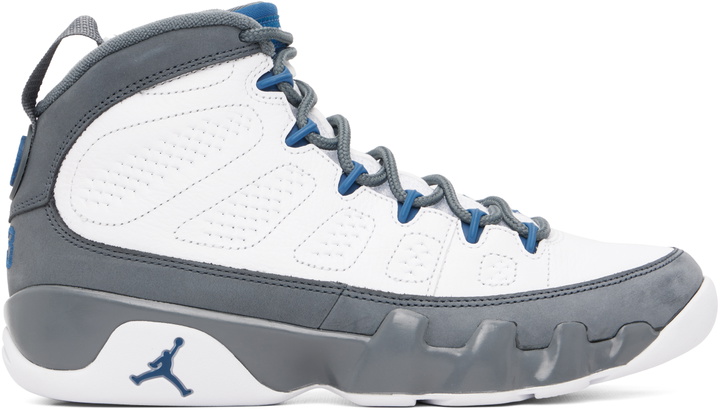 Photo: Nike Jordan Gray & White Air Jordan 9 Retro Sneakers