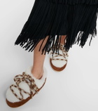Moon Boot Suede-trimmed shearling mules