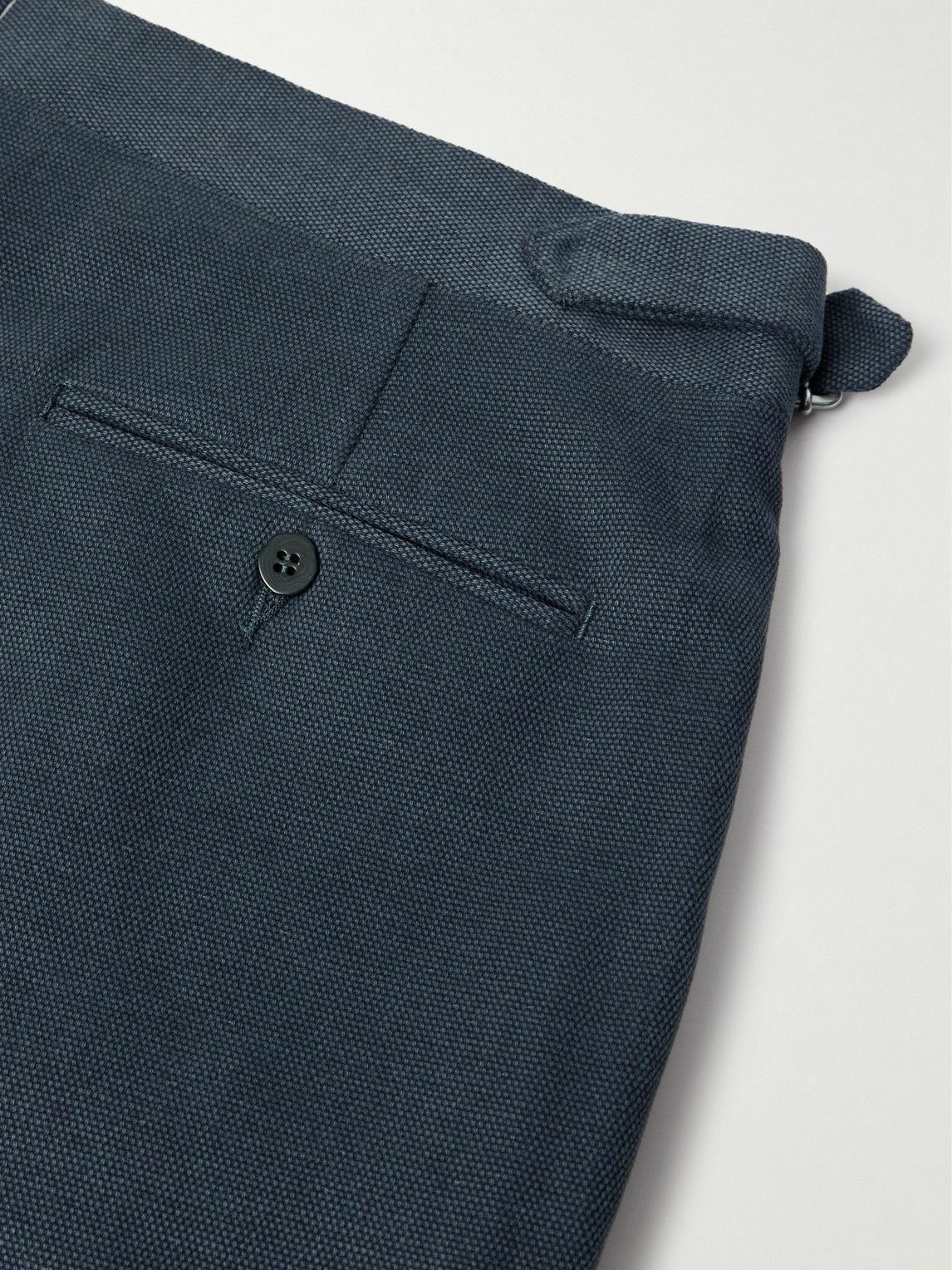 Stòffa - Tapered Pleated Cotton-Canvas Trousers - Blue