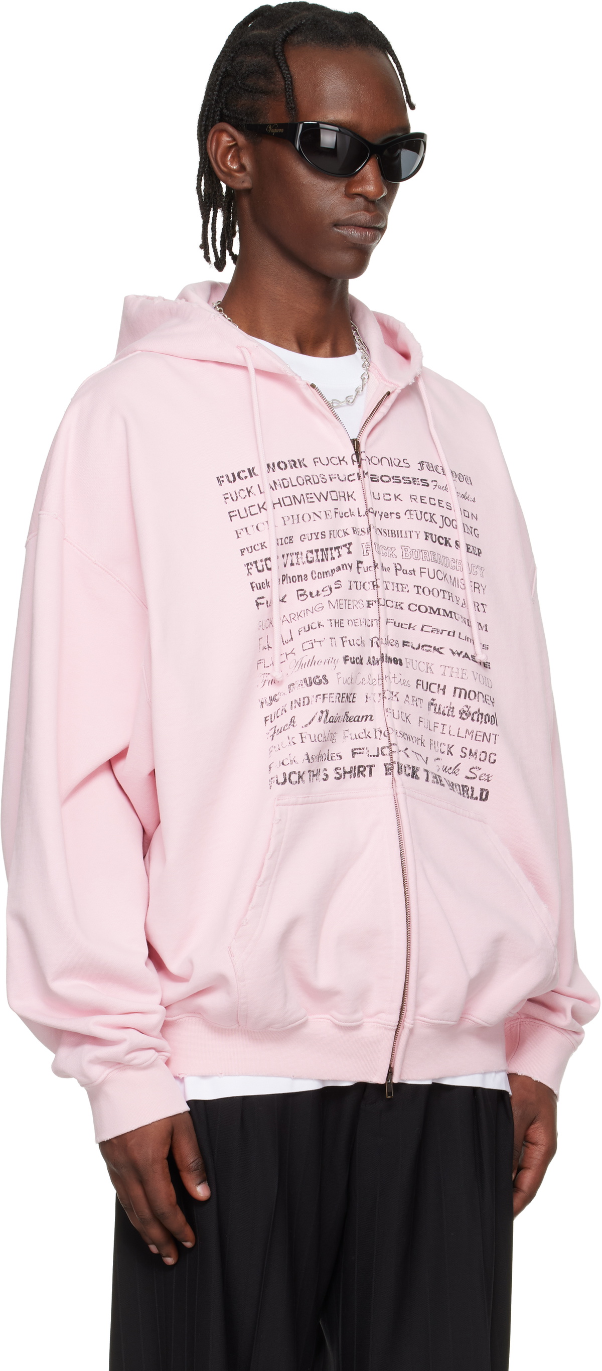 VETEMENTS Pink Fuck Everything Zip-Up Hoodie Vetements