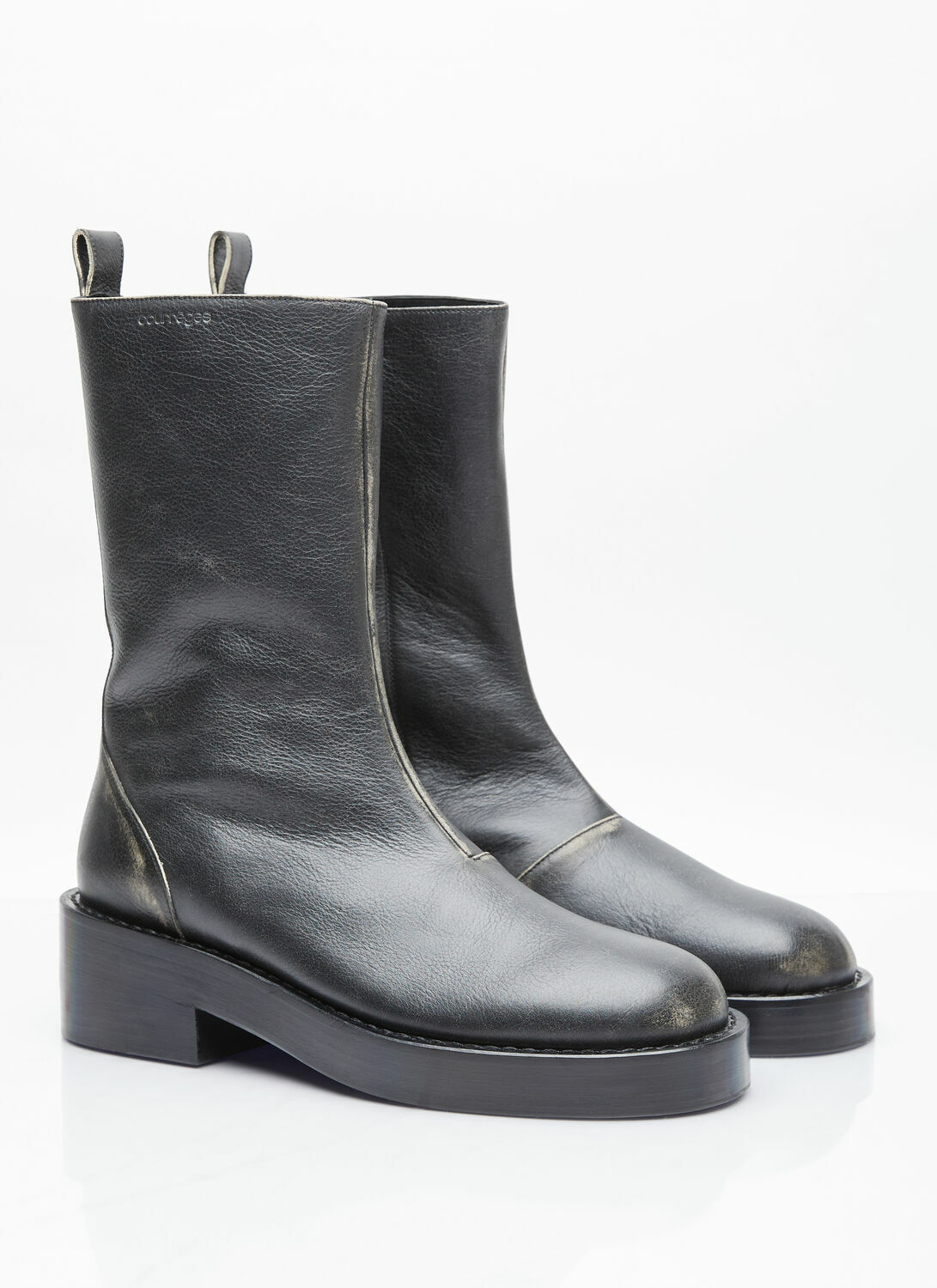 Courrèges Used Leather Zip Ankle Boots