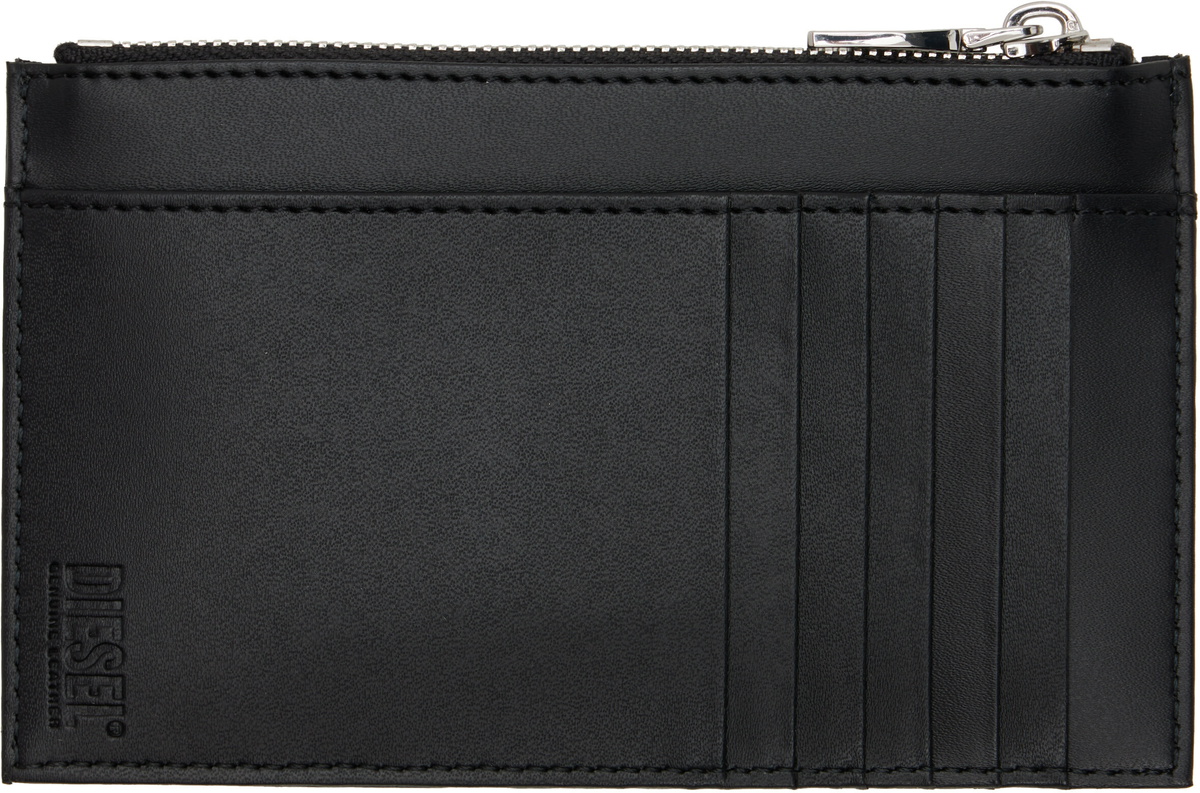 Diesel Black Zip Pocket Leather Card Holder