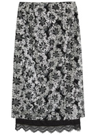 Huishan Zhang Leja Embellished Tulle Midi Skirt Silver