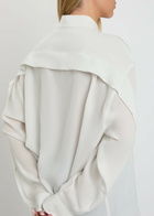 Calvin Klein Amari Draped-trim Silk Shirt White