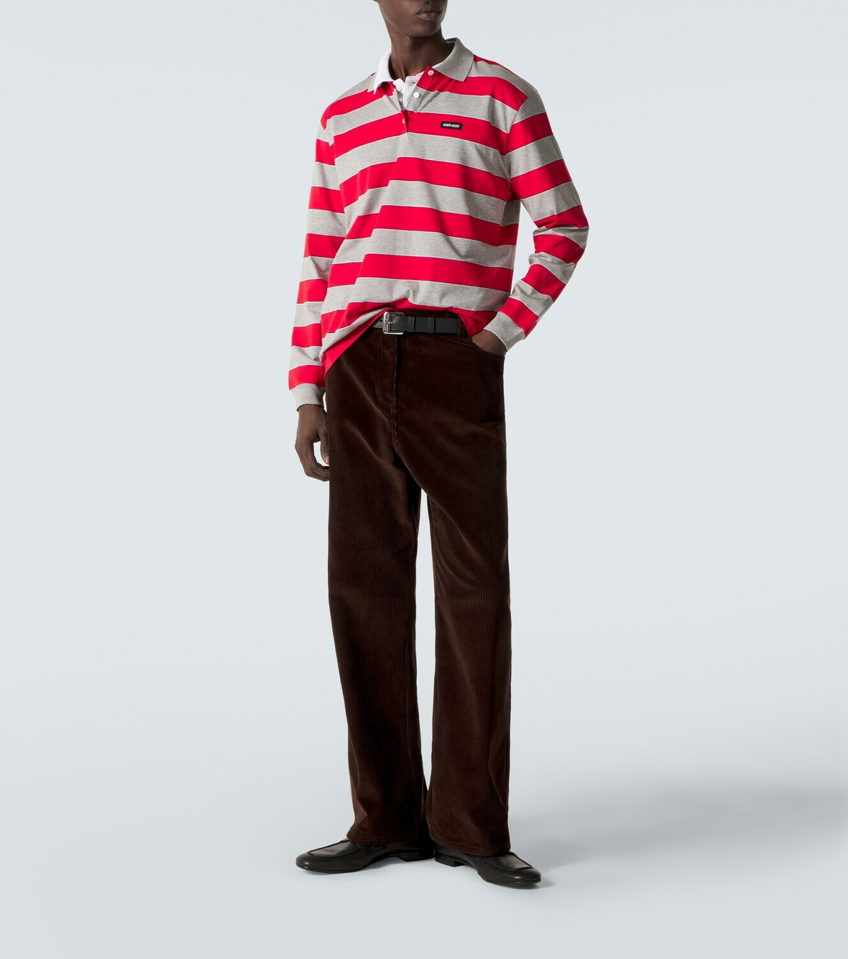 Miu Miu Striped cotton jersey polo shirt