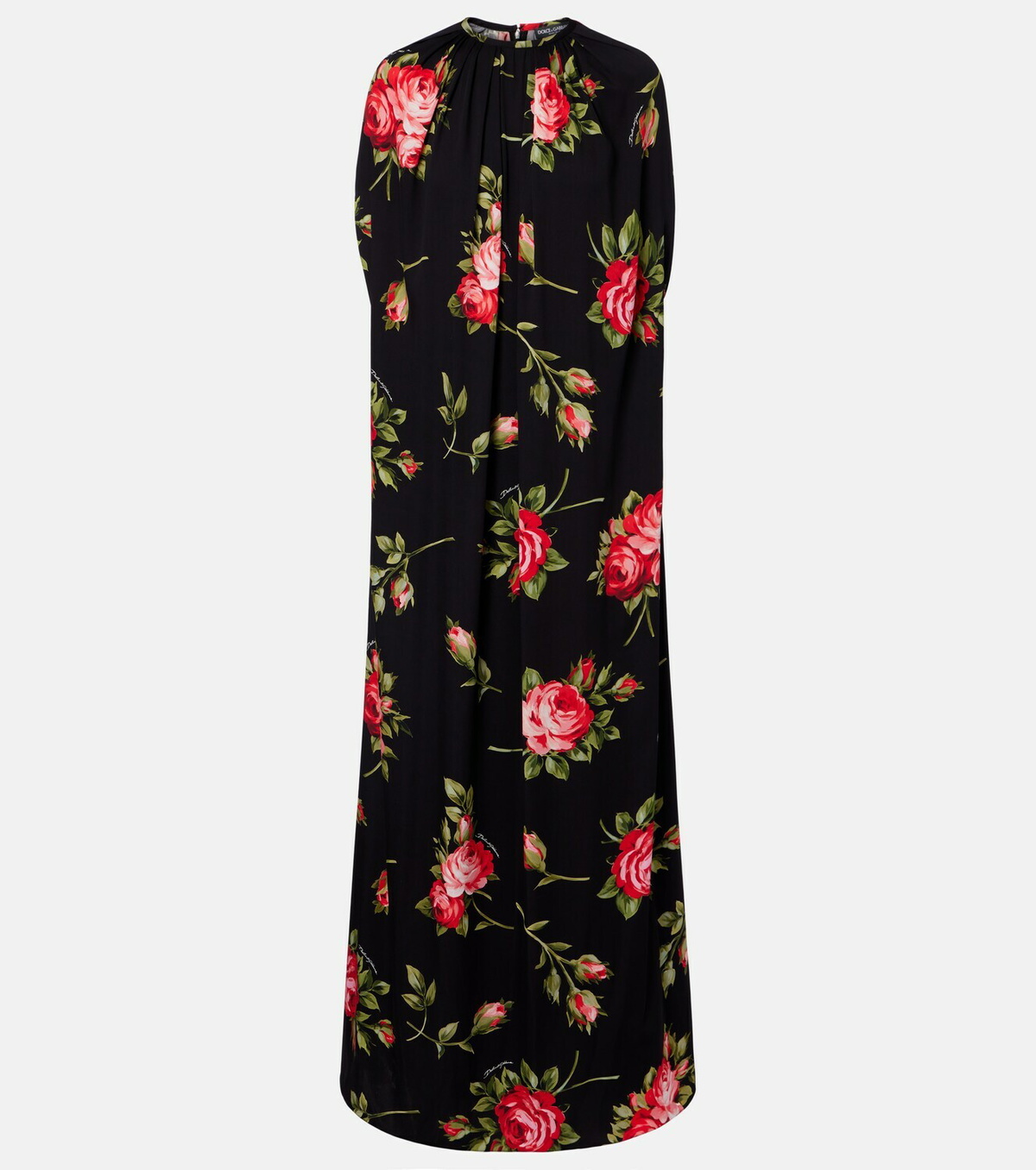 Dolce&Gabbana Floral caped silk-blend gown