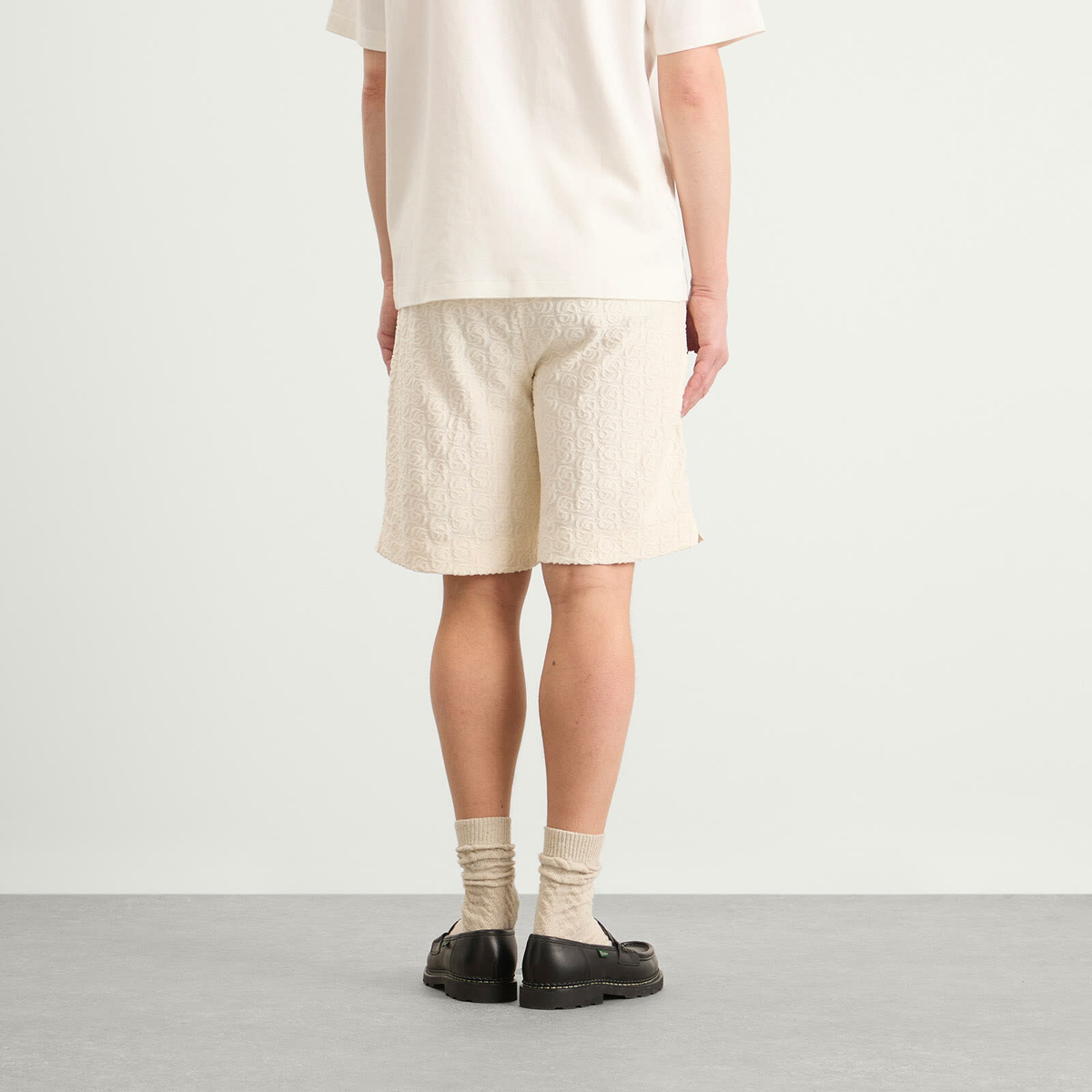 Drôle de Monsieur Men's Monogramme Towelling Shorts in Off White