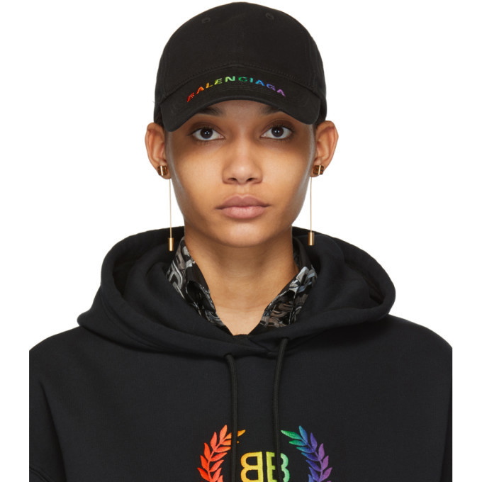 Balenciaga Black Rainbow Logo Cap