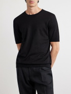 J. Mueser - Knitted Linen and Cotton-Blend T-Shirt - Black