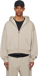 Fear of God ESSENTIALS Taupe Classic Fit Fleece Zip-Up Hoodie