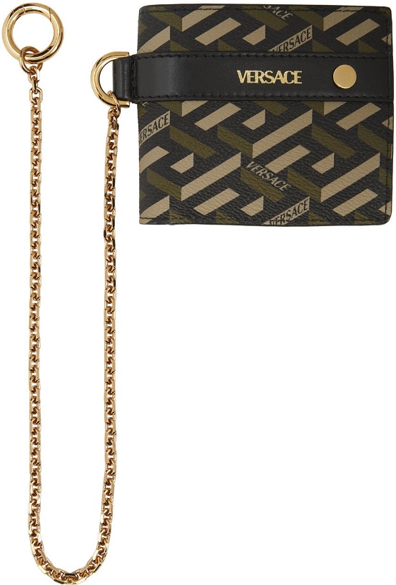Photo: Versace Khaki Monogram On Chain Bifold Wallet