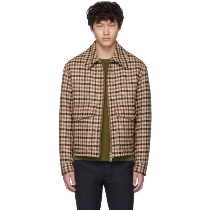 Photo: AMI Alexandre Mattiussi Brown Plaid Blouson Jacket