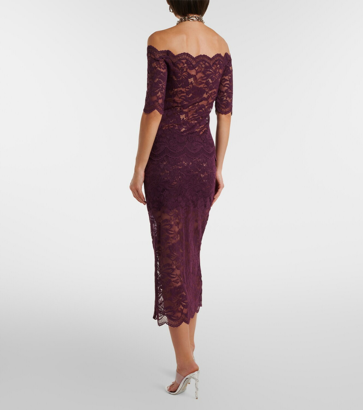 Rabanne Floral lace midi skirt