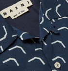 Marni - Convertible-Collar Printed Cotton Shirt - Blue
