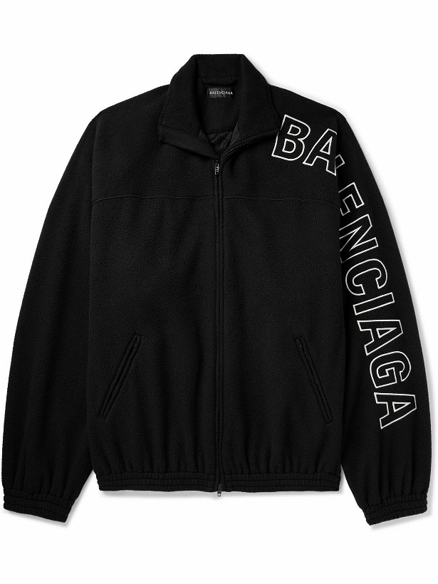 Photo: Balenciaga - Oversized Logo-Appliquéd Fleece Track Jacket - Black