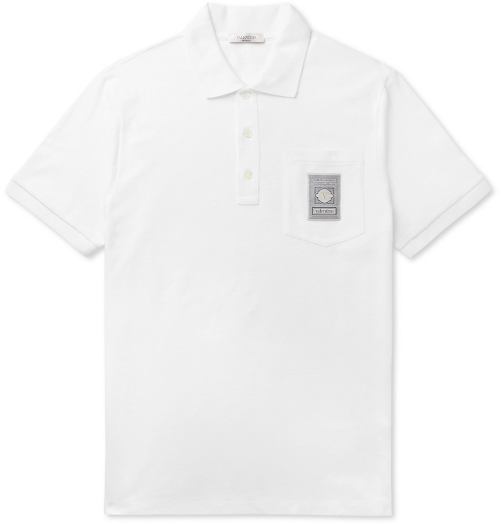 Photo: VALENTINO - Dreamatic Logo-Appliquéd Cotton-Piqué Polo Shirt - White