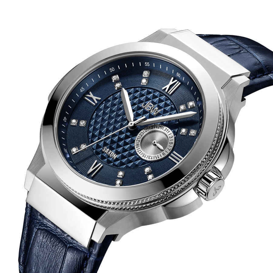 JBW Saxon 48 Quartz Diamond Blue Dial Mens Watch J6373B