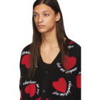 Amiri Black Cashmere Hearts Cardigan