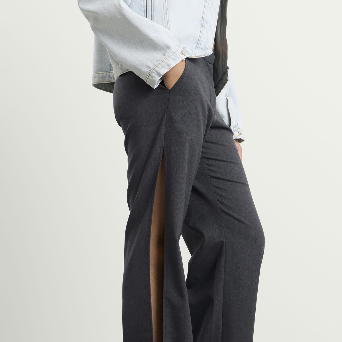 Won Hundred Women's Baggy String Trousers in Dark Grey Melange