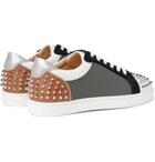 CHRISTIAN LOUBOUTIN - Sevaste Spiked Leather, Honeycomb Canvas and Mesh Sneakers - Multi