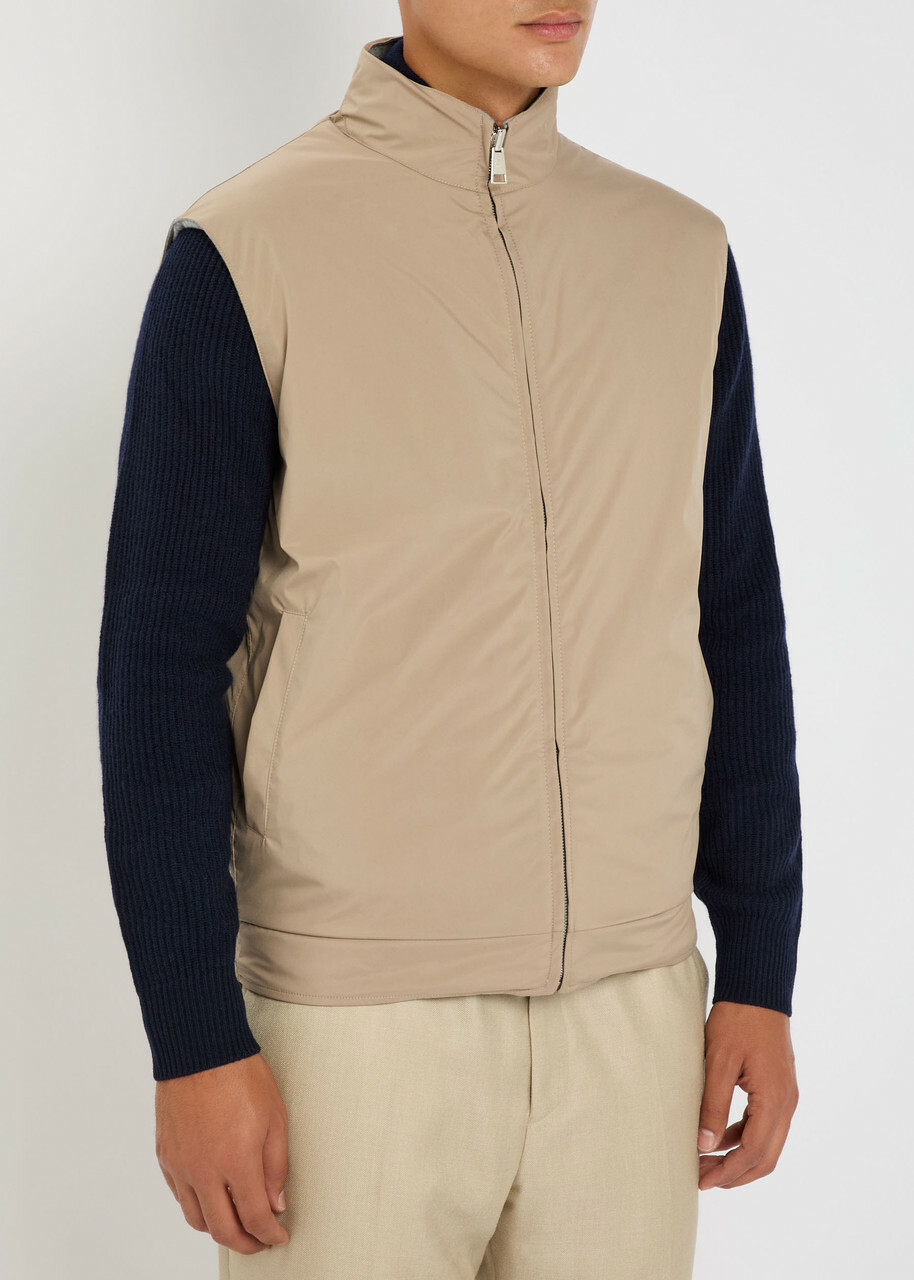 Aurélien Resort Reversible Shell and Cotton-blend Gilet Beige