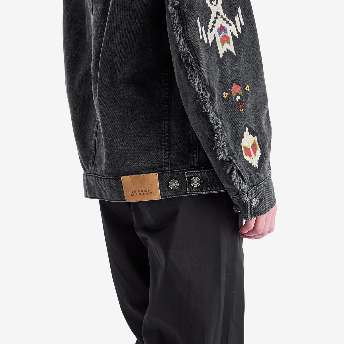 Isabel Marant Étoile Women's Manona Embroidered Denim Jacket in Dark Grey