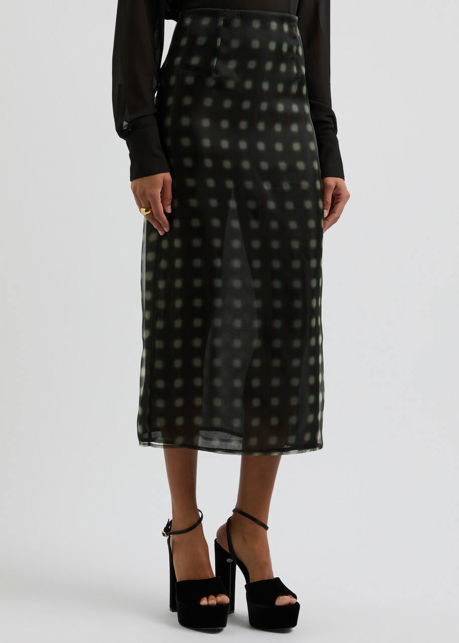16 Arlington Dia Printed Chiffon Midi Skirt Green