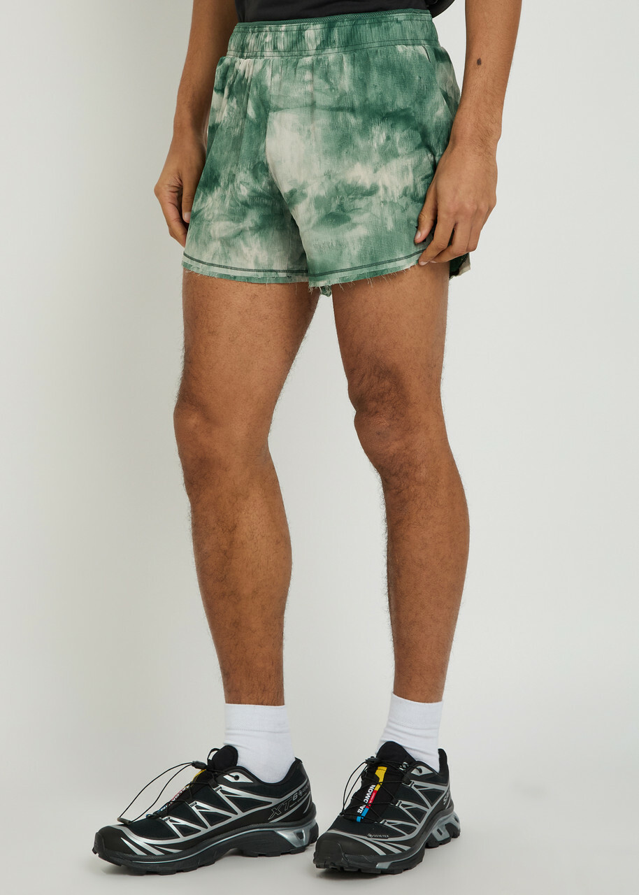 Y-3 Printed Stretch-polyamide Running Shorts Green