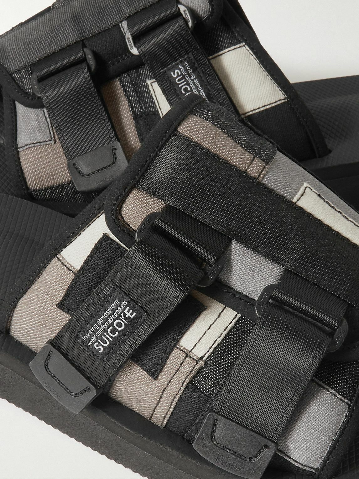 Suicoke - ZAVO-VS Webbing-Trimmed Suede Mules - Black