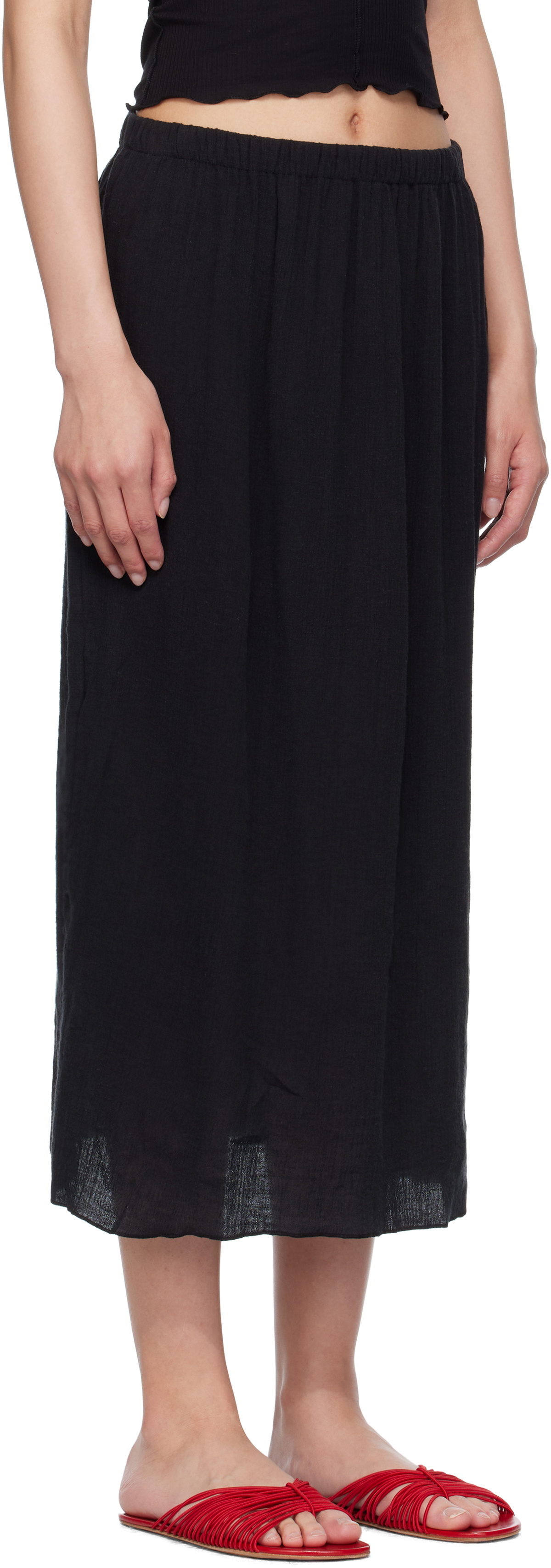 Baserange Black Folio Midi Skirt