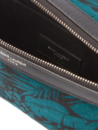 SAINT LAURENT - Leather-Trimmed Printed Canvas Belt Bag - Blue