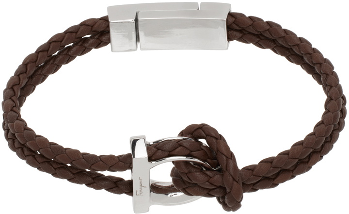 Photo: Ferragamo Brown Braided Gancini Bracelet