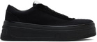 Jil Sander Black Canvas Low Sneakers