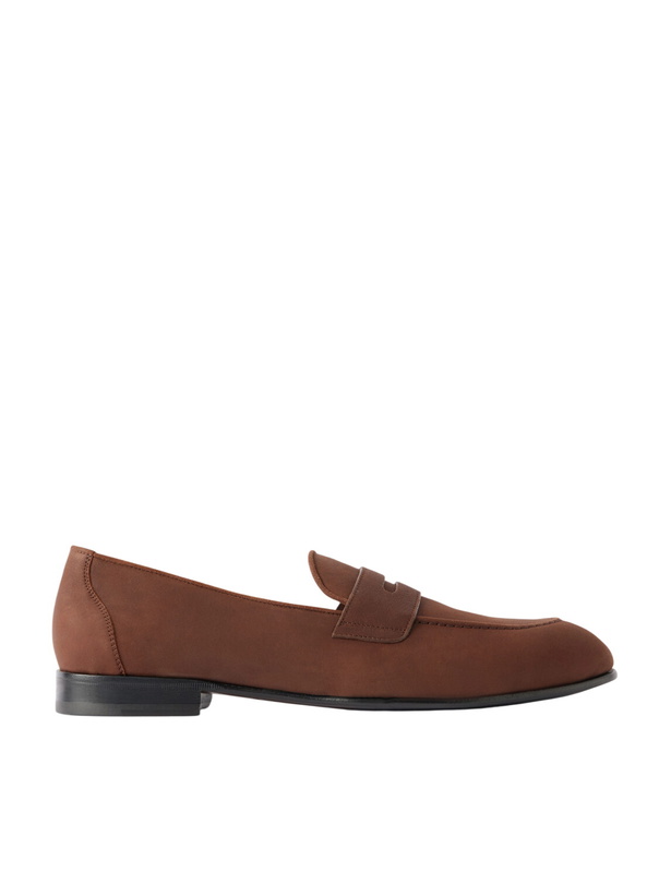 Photo: Brioni - Nubuck Penny Loafers - Brown