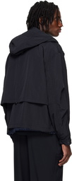 Solid Homme Black Grunge Hoodie Shell Parka Jacket