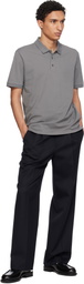 Hugo Gray Cotton Piqué Logo Polo