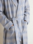 Derek Rose - Kelburn 52 Belted Checked Cotton Robe - Blue