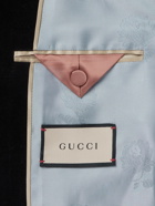 GUCCI - Logo-Appliquéd Cotton and Linen-Blend Velvet Blazer - Black