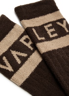 Varley Spencer Logo-intarsia Fleece Socks Brown