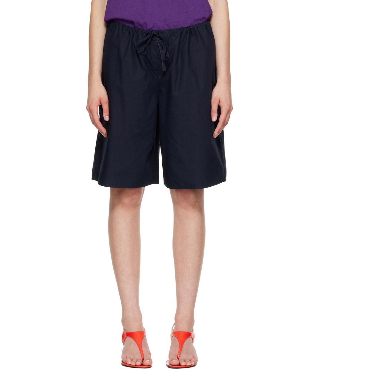 FLORE FLORE Navy Josephine Bermuda Shorts