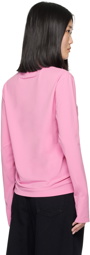 MM6 Maison Margiela Pink Graphic Long Sleeve T-Shirt