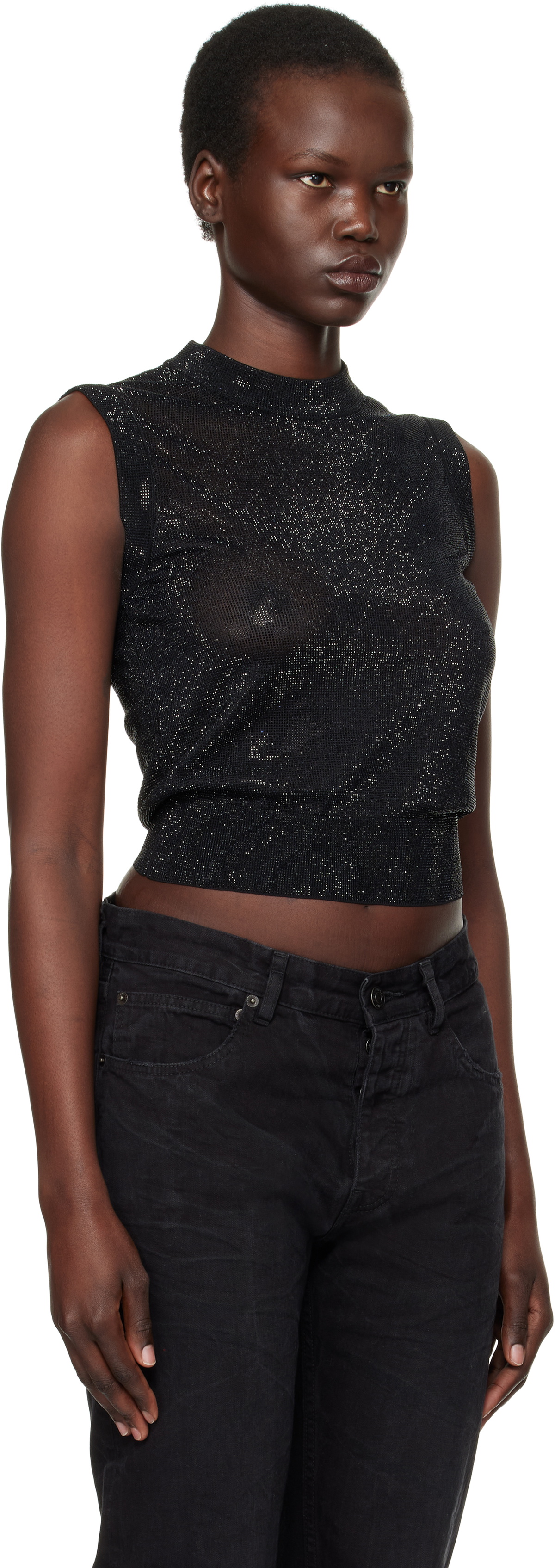 Alexander Wang Black Mock Neck Hotfix Tank Top Alexander Wang Alexander Wang Black Mock Neck Hotfix Tank Top Alexander Wang