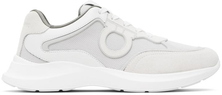 Photo: Ferragamo White & Gray Bay Sneakers