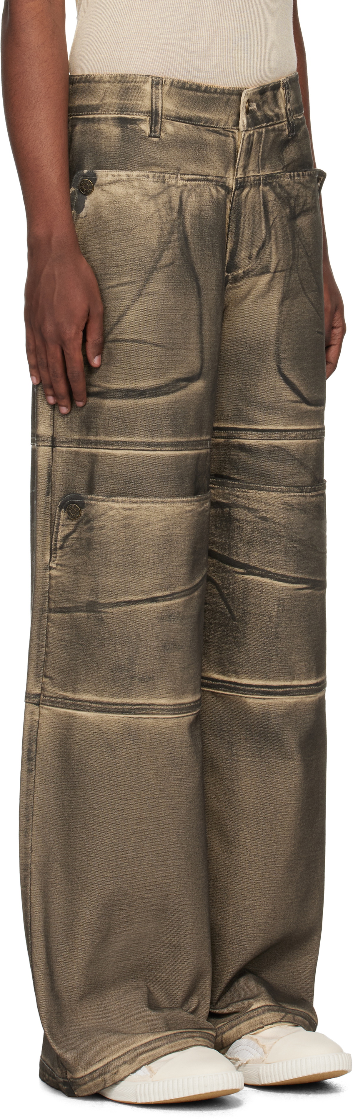 GUESS USA Brown Screenprinted Cargo Jeans